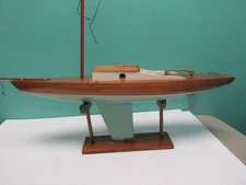 Authentic Models Wood Display Sail Boat Pond Cruiser Blue 23 1/2 inches AM