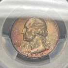 1958-D PCGS CAC MS66+ (Plus) Washington Quarter w/ Beautiful Rainbow Toning