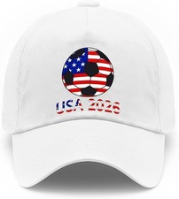 World Cup Soccer Hat 2026 - Adjustable Baseball Cap Merchandise Gifts White