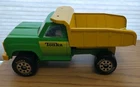 Vintage 1970’s Tonka Green and Yellow Dump Truck Pressed Steel Model # 13190