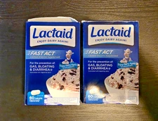 Lot of 2 Lactaid Fast Act - 60 Caplets - Exp: 05/2027+