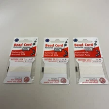 Griffin Natural Silk Bead Cord Thread Sampler Set, Size #2, #4, & #6, White