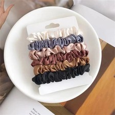 6PCS Satin Hair Scrunchies Women Girls Soft Elastic Hair Bands