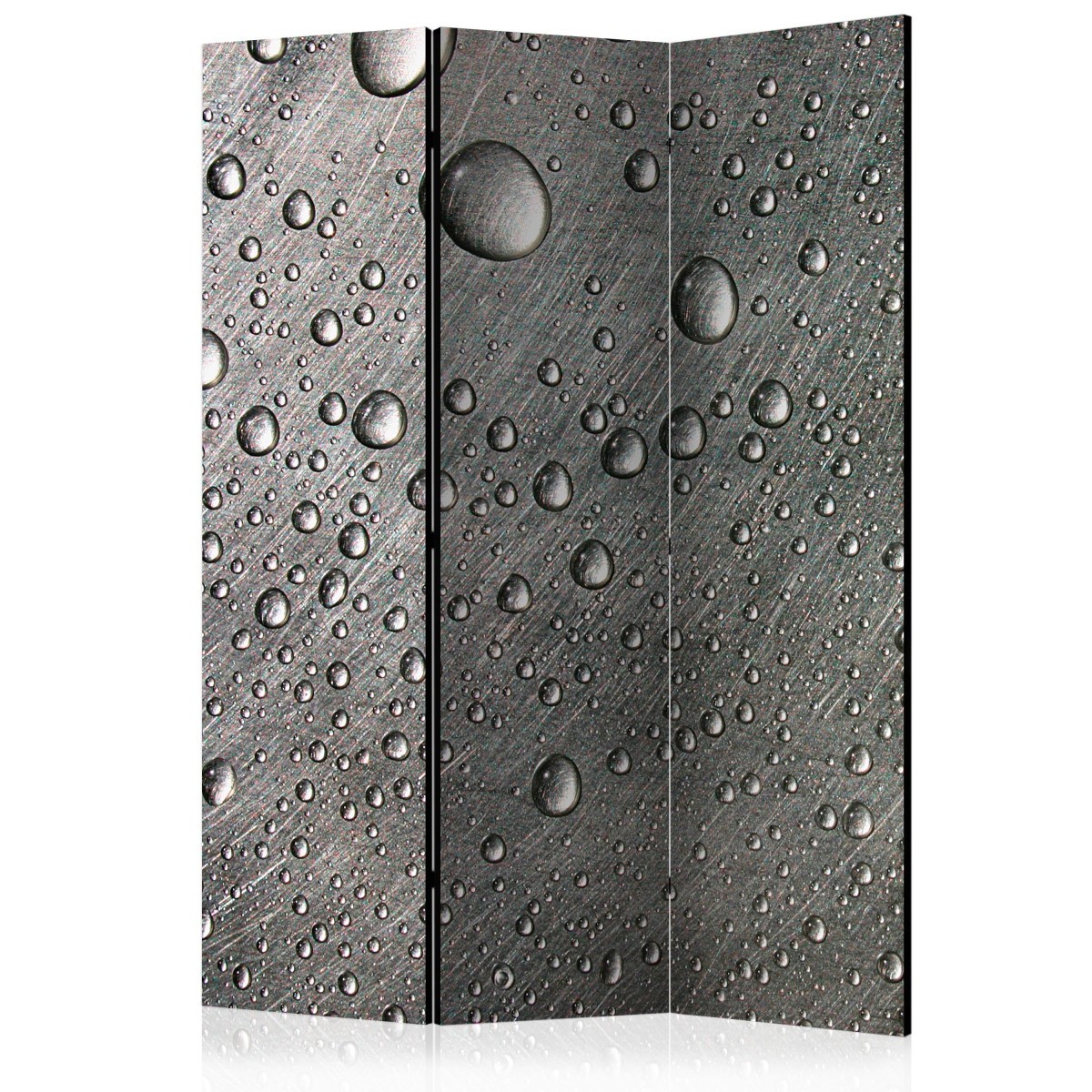 Paravent 3 volets Steel Surface 135x172cm en bois et toile grise