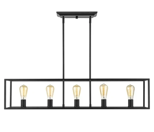 Golden Lighting Wesson 5 Light Linear Pendant, Black - 2072-LPBLK - Picture 1 of 12