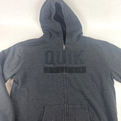 Quiksilver Fleece Jacket Hoodie Pile Lined Full Zip Dark Gray Charcoal Men s XL