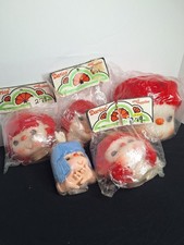 Lot 5 Vtg Craft Doll Heads Hands Yarn Hair Red Blue Darice