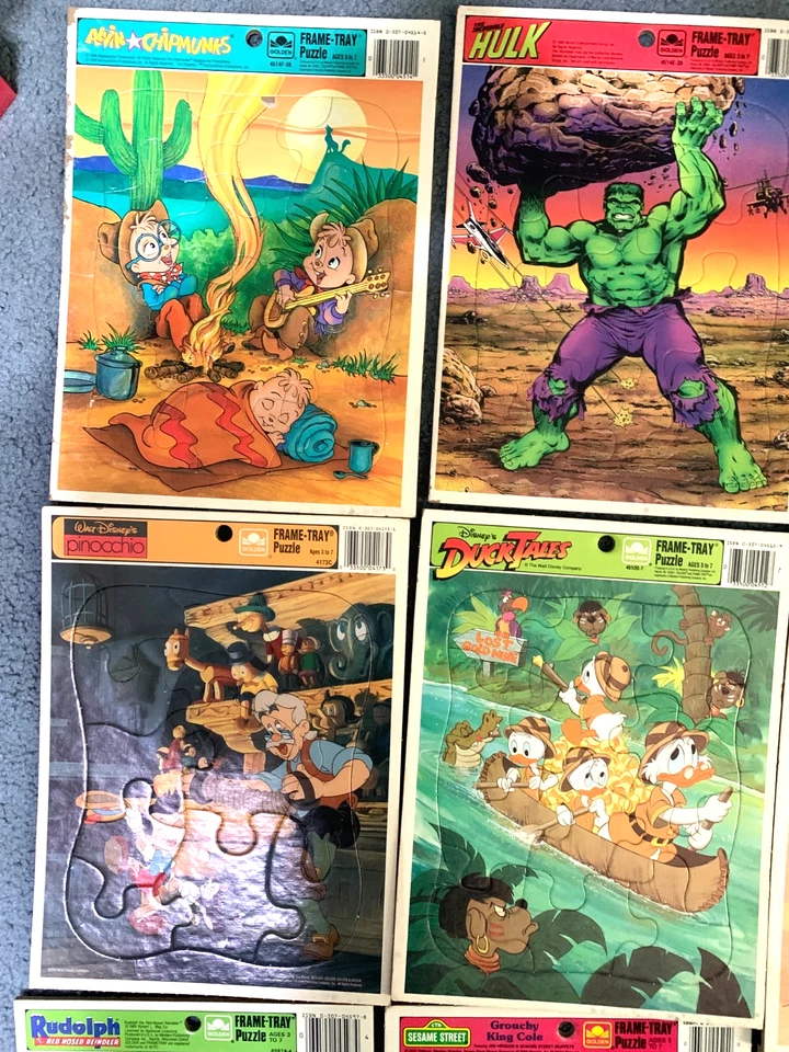Vintage   10   Unpunched Frame Tray Puzzles    Disney Sesame St  Captain Planet - Image 2 of 4