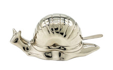 Mid-Century Silver-Plated Snail Caviar/ Butter Dish With Glass Liner & Spoon