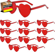 12 Stück Herz Sonnenbrille Rot, Partybrille Herz Randlose Sonnenbrille, Hippie H