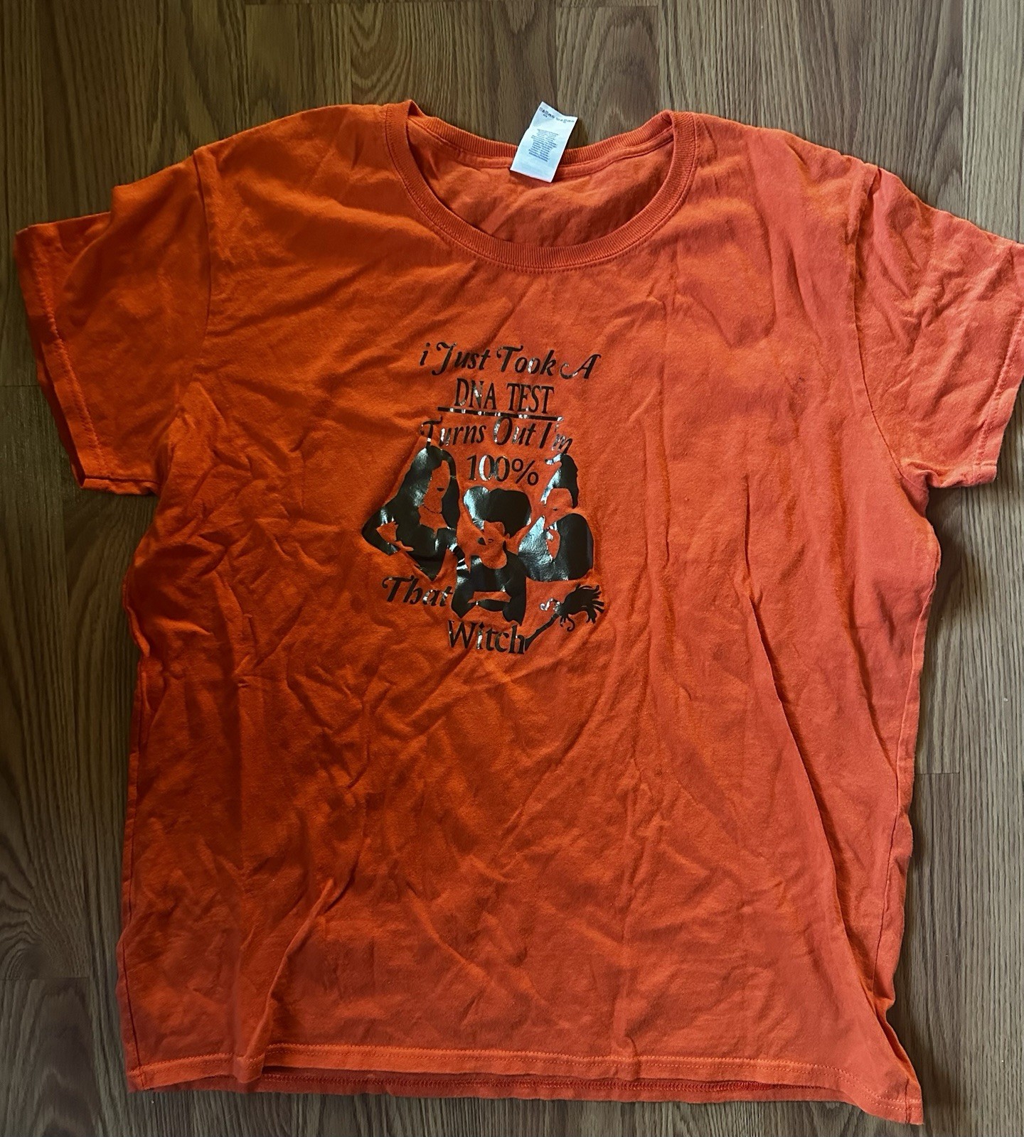 Halloween Witch Graphic Tee – Orange Gildan Heavy Cotton – Women’s XL