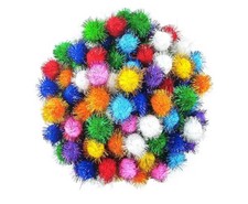 100Pcs Assorted Color Flash Balls Cat's Favorite Toy Ball Tinsel Pom Poms
