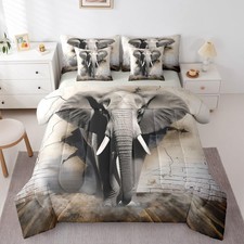 Elephant Bed in a Bag King Size Comforter Set 7 Pieces,Wild Animal Bedding Se...