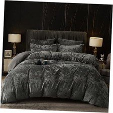 Truly Velvet Duvet Cover Set Size, 3pcs Ultra King Dark Grey No Comforter 