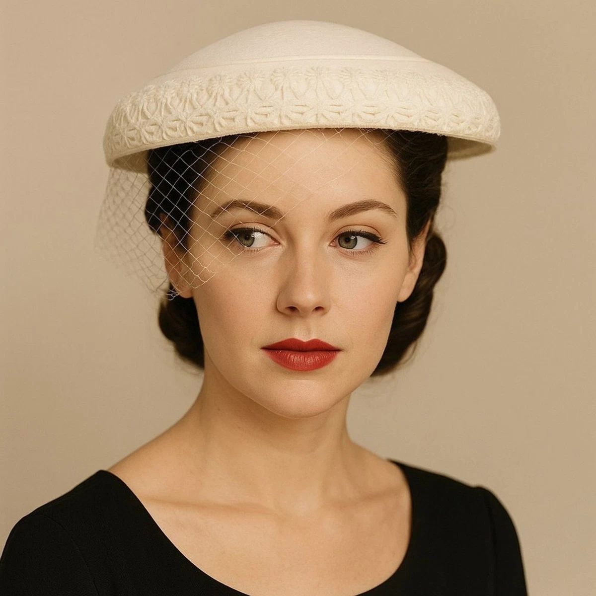 Ivory Net 1950s Vintage Hats for Women for sale | eBay display picture 3