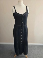ASOS Black Embroidered Cotton Midi Dress NWT Size 12