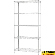 5 Tier Adjustable Metal Shelving Unit Heavy Duty Storage Rack 1250 lbs Capacity