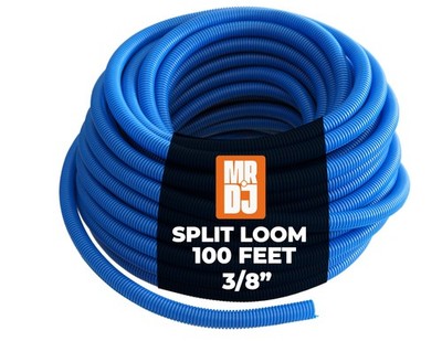 MR DJ DSLT38BL 100' 3/8'' 10mm Blue Split Wire Loom Conduit Tubing Sleeve Tube