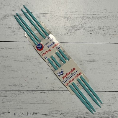 Vintage Boye Plastic Knitting Needles Double Point 10'' Size 6 Chicago USA 1970s