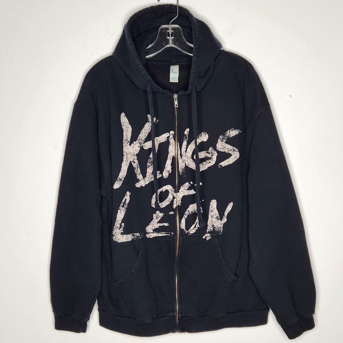 Kings Of Leon Band Hoodie Zip Spellout Crown Black Red Unisex Rock KOL Size XL