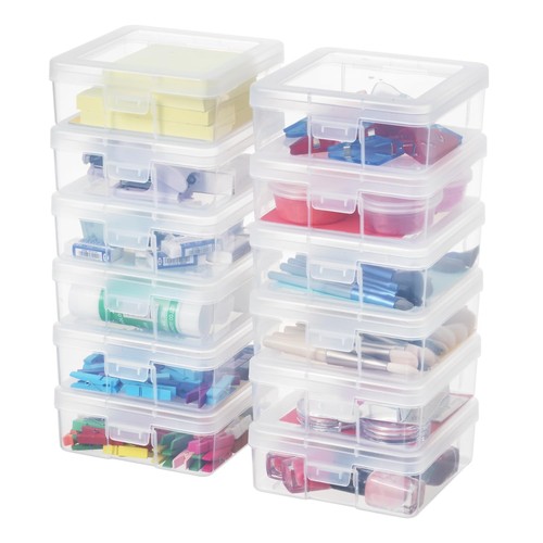 12 Pack Small Plastic Hobby Art Craft Organizer, Clear Plastic Storage Contai...