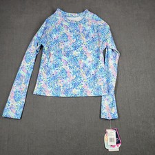 Andy Evan Rash Guard Girls Size 16 Printed Shirt Long Sleeve SPF 50 Nwt Blue