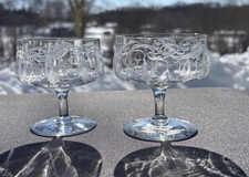 2 Cambridge Glass Etched Marjorie 3 1/2 Low S...
