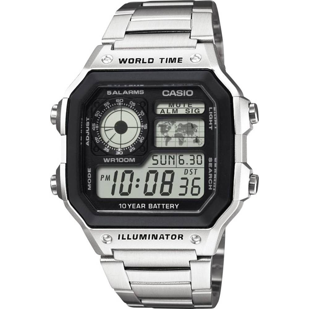 Casio à quartz montre-bracelet AE-1200WHD-1AVEF idéale pour vos voyages et le bureau en acier