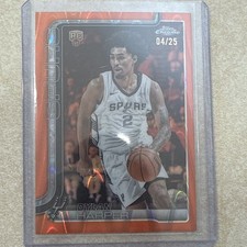 Topps 2025 Chrome Dylan Harper Orange Ray Wave 4/25 NBA Basketball Trading Card 