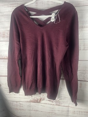 Love Ellie  Sweater Women s Large Burgundy Criss Cross Back Pullover New