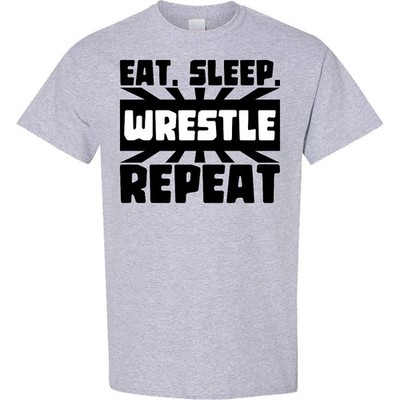 Inktastic Eat, Sleep, Wrestle, Repeat T-Shirt Sports Practice Train Funny Cvfb
