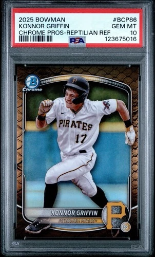 2025 BOWMAN CHROME PROSPECTS REPTILIAN REFRACTOR #BCP86 KONNOR GRIFFIN PSA 10