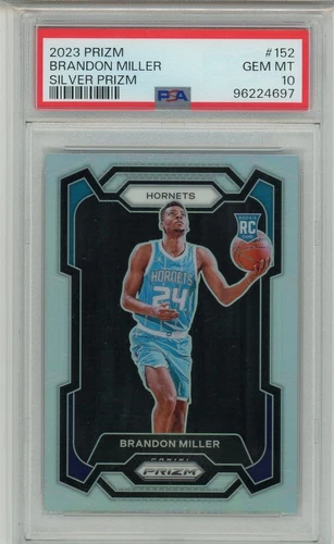 2023 PRIZM BRANDON MILLER #152 PSA 10 SILVER PRIZM RC CHARLOTTE HORNETS