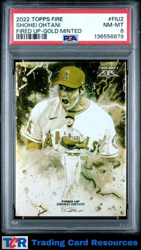 2022 Topps Fire #FIU-2 Shohei Ohtani Fired Up Gold Minted PSA 8 NM-MT