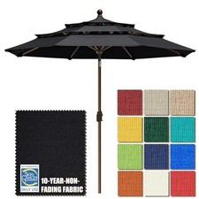 USA 10-Year-Non-Fading 9ft 3-Tier Market Patio Umbrella, Black 9FT Middle Pole