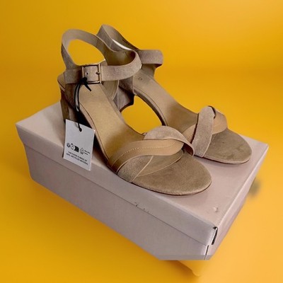 ANNA FIELD Damen Sandalen mit Absatz, Gr. 39, lightrose, Wildleder/Leder, NEU