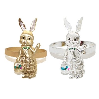 Set Of 6 Distinctive Easters Rabbit Napkin Rings For Unique Table Decorations
