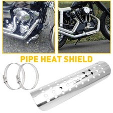 Exhaust Middle Motorcycle Pipe Heat Shield Chrome Cover Muffler Protector Guard