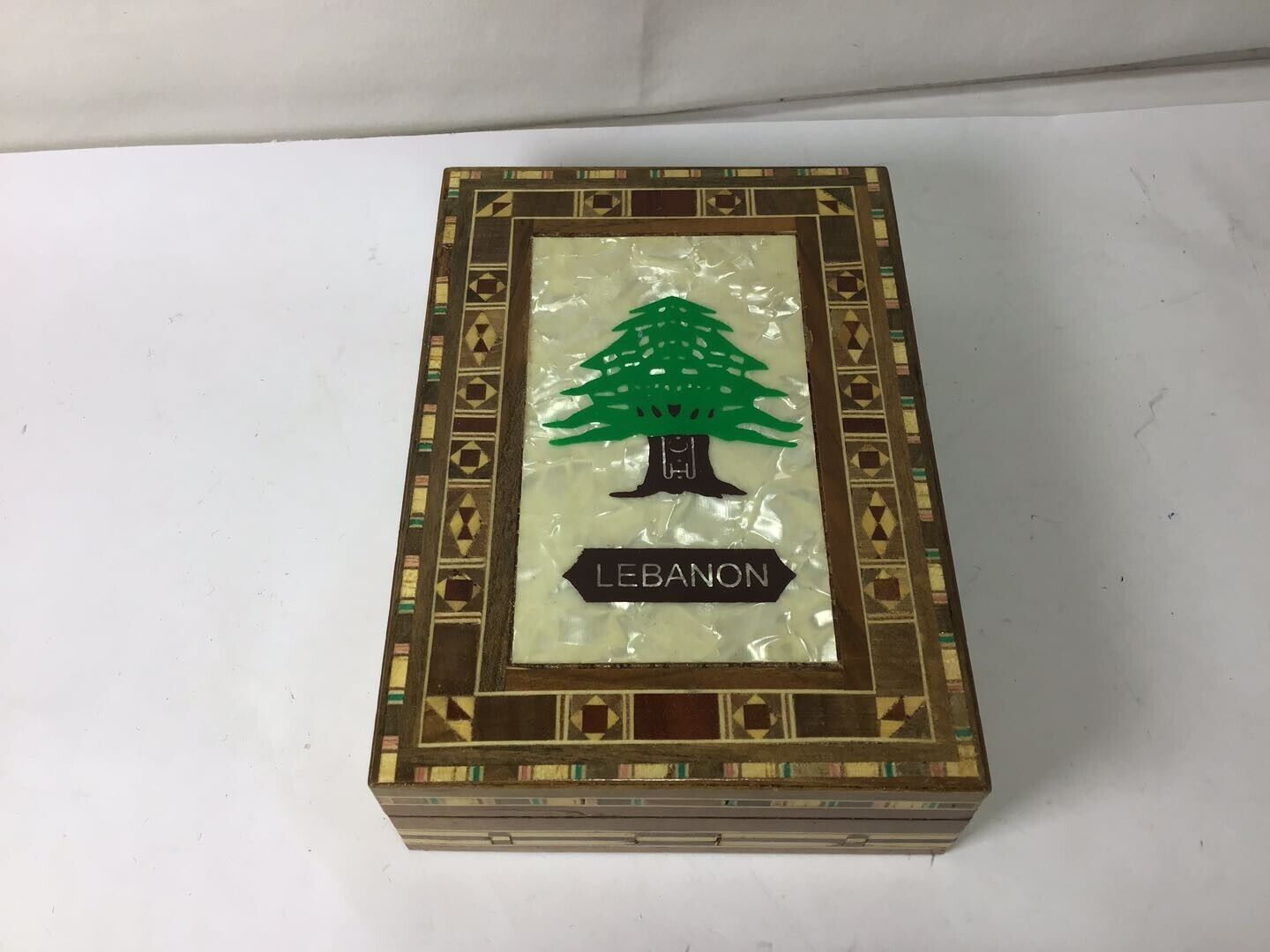 Caja de joyería de arte con incrustaciones de carcasa de madera libanesa MM2 - conjunto de solo 1 caja de joyas