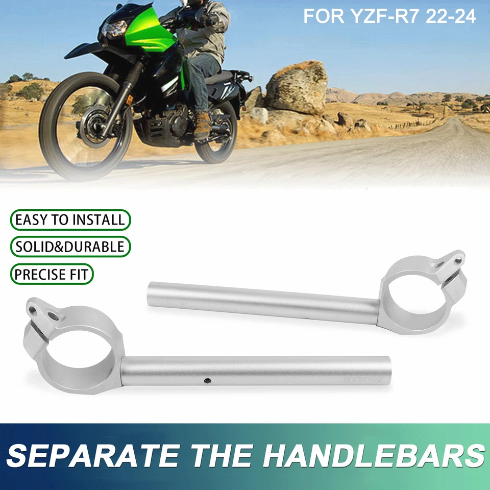 Silver Handle Bars Handlebars Clip On Fits For Yamaha YZF R7 YZF-R7 2022-2024 Foto 2 de 4