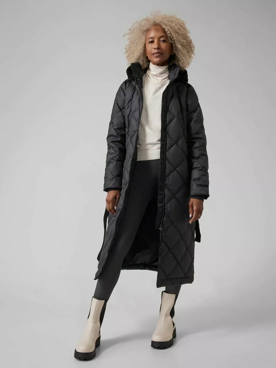 ATHLETA Boulevard Down Duster Coat L Large | Black Long Jacket #983682 NEW  | eBay