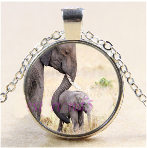 ELEPHANT ANIMAL BABY charm pendant Silver 20" Necklace chain female women - Picture 1 of 8