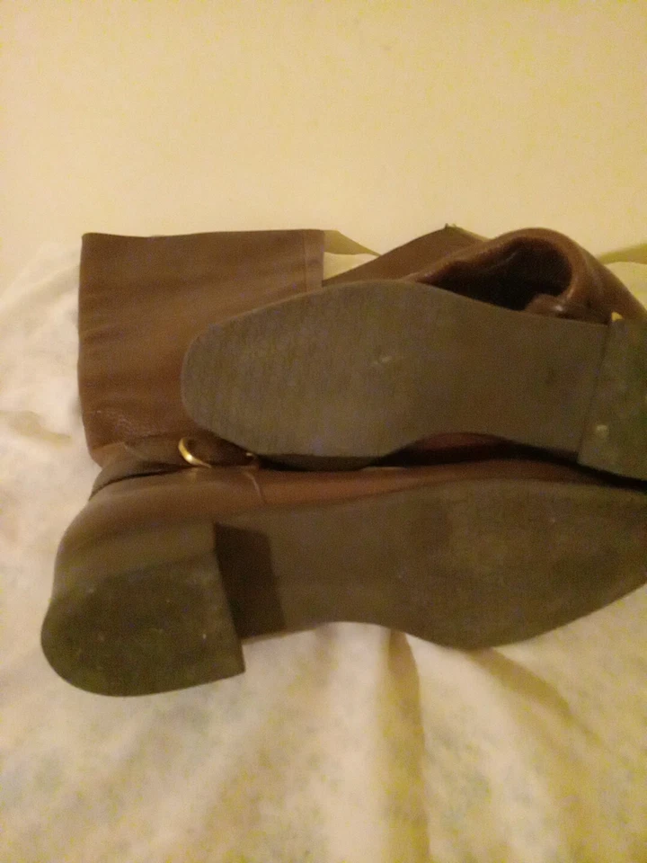 BOTAS DE MONTAR TALBOTS PARA MUJER ARNÉS DE CUERO MARRÓN HASTA LA RODILLA TALLA 6B Foto 4 de 4