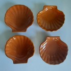 EMILE HENRY VINTAGE 4 COUPELLES CERAMIQUE COQUILLE ST JACQUES MARRON POUR FOUR