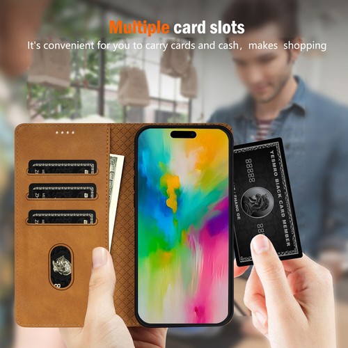 For iPhone 16 15 14 13 12 Pro Max Magnetic Leather Wallet Card Flip Case Cover - Picture 4 of 64