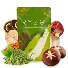 Mushroom Matcha Instant Coffee, 180g - Organic Supplement, 30 Servings, 6.34 Oz