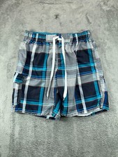 Mens XL Swimsuit Shorts Cargo Pockets Arizona Blue Gray Plaid Mesh Lined Board