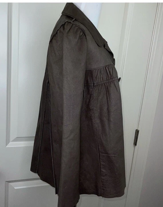 Abrigo de cuero marrón A Common Thread Anthropologie S Foto 3 de 4