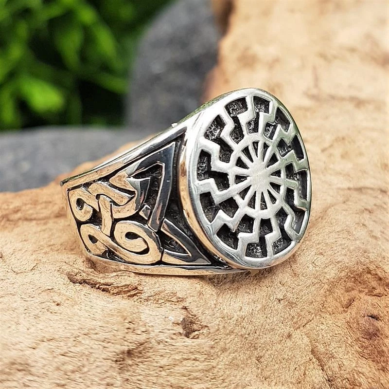 Schwarze Sonne Ring aus 925 Sterling Silber - Bild 3 von 4