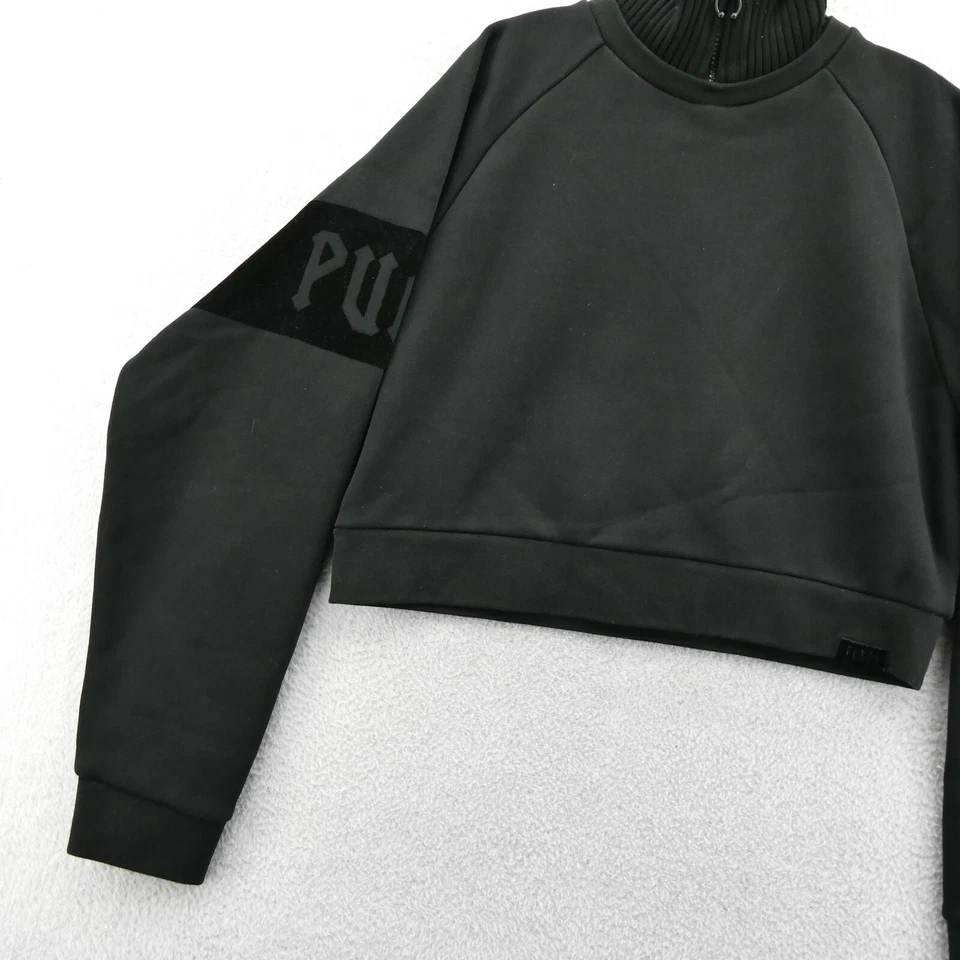 Suéter Pullover PUMA Fenty by Rihana Mujer Pequeño Cuello Recortado Cremallera 573176 Negro Foto 2 de 4